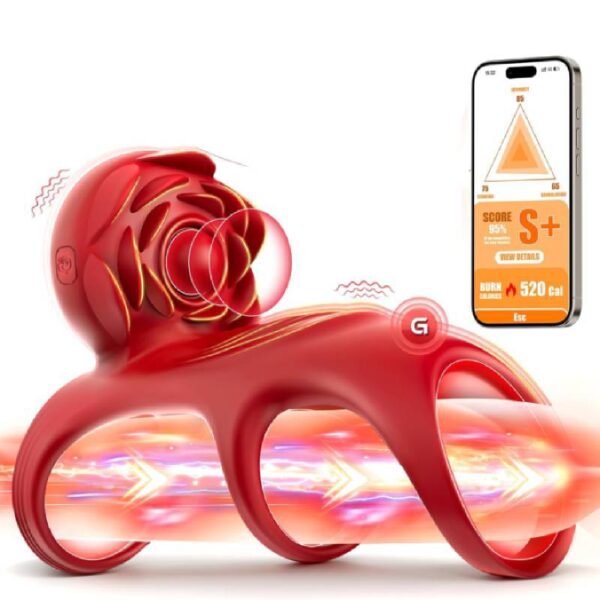 King Flower Vibrating Cock Ring with APP Remote Control – Silicone Delay Ring for Prolonged Stimulation and Remote Play - Image 4