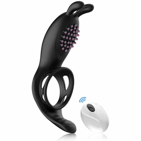 Rampage Rabbit Vibrating Dual Cock Ring – Wireless Remote-Controlled Silicone Ring for Intense Male Stimulation - Image 4