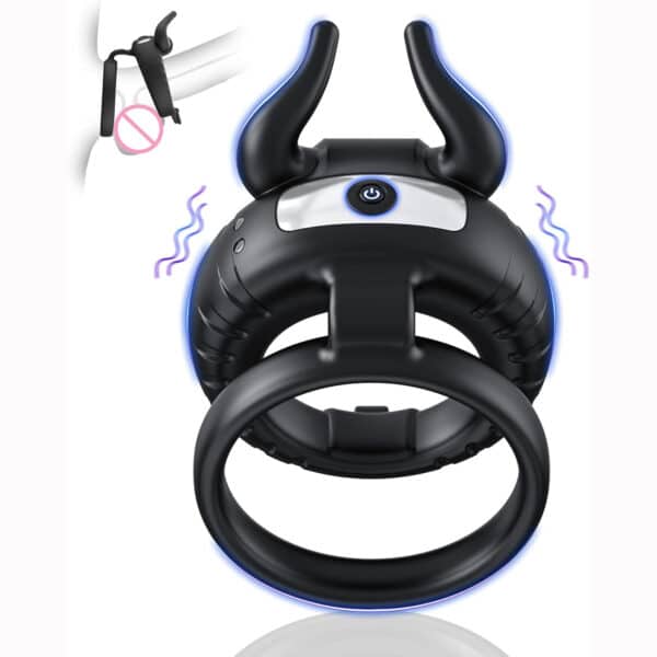 Bullhead Vibrating Cock Ring – Dual Ring Locking Stamina Trainer and Massage Toy for Couples - Image 4