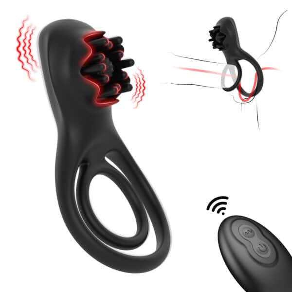 Male Locking Cock Ring with Remote – Dual Stimulation Silicone Ring for Couples' Delay and Shared Pleasure - Image 4