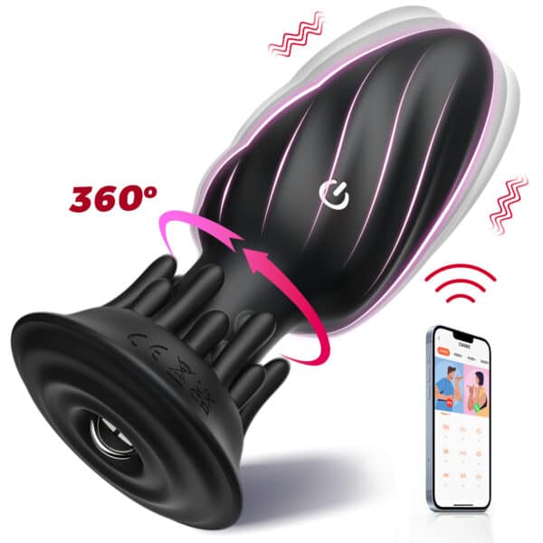 App-Controlled Rotating Vibrating Anal Plug with Bulb Base | Interactive Toy for Men & Women - Image 4