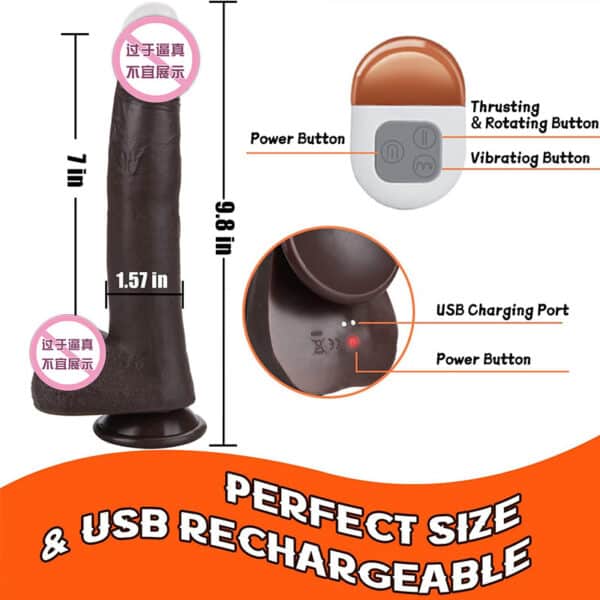 Automatic Thrusting Realistic Dildo – Telescopic Vibrator for Women with Strong Suction Base - Image 5