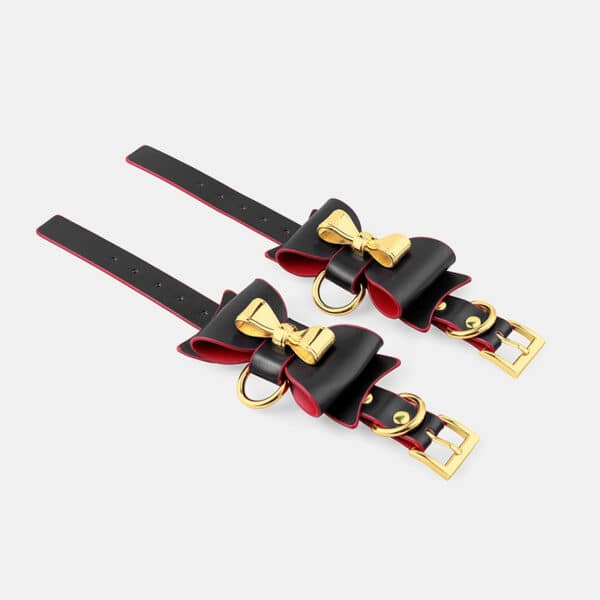 Luxury Leather BDSM Bondage Set with Bowknot – Handcuffs, Collar, Leash & Ball Gag for Couples - Image 5