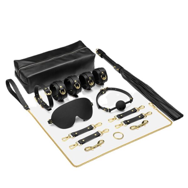 Deluxe Leather BDSM Kit – Bondage Restraint Set with Whip, Collar, Blindfold & Ball Gag in Storage Case - Image 5